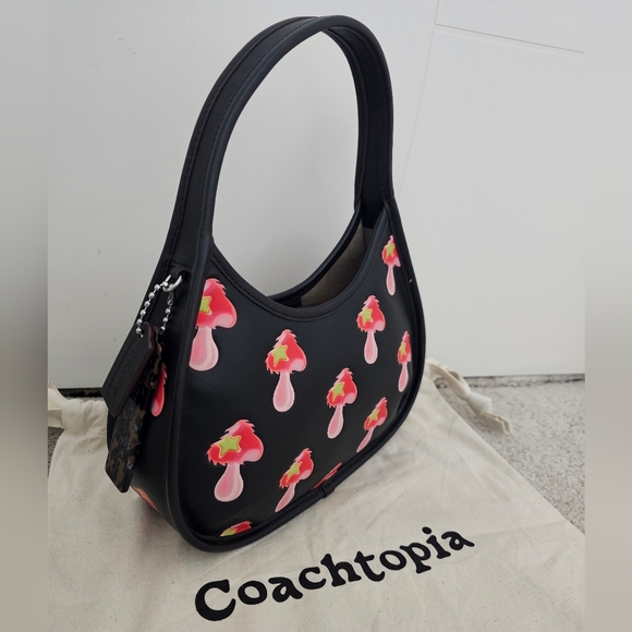 Coach Handbags - Authentic Coachtopia Ergo Black Bag with Pink Mushroom Design